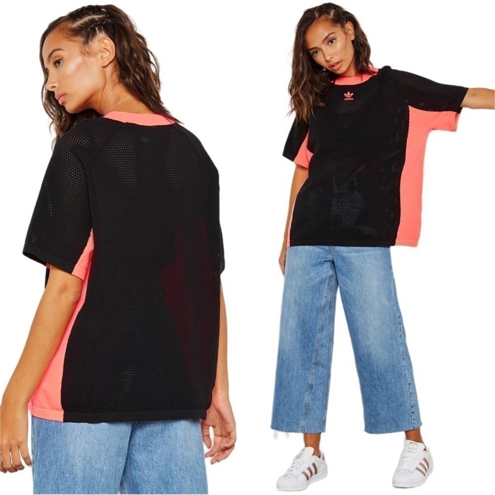 Adidas Originals Trefoil Logo Oversized Mesh Pink Black AA-42 Top Size Medium